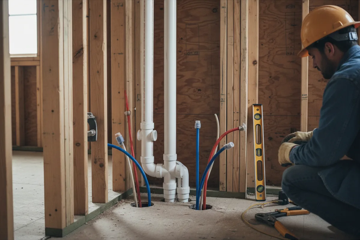 Drain and supply rough-in during Toilet Repair and Installation in Port Jefferson Station